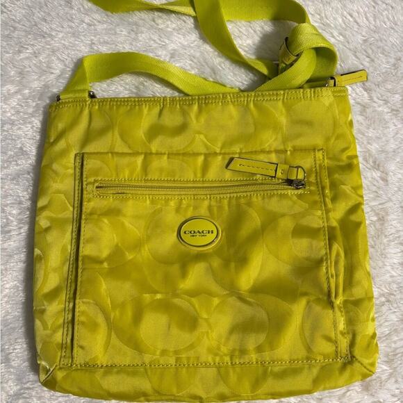 COACH Signature Getaway Nylon File Cross-body Bag F77408 Citrine - Picture 2 of 9